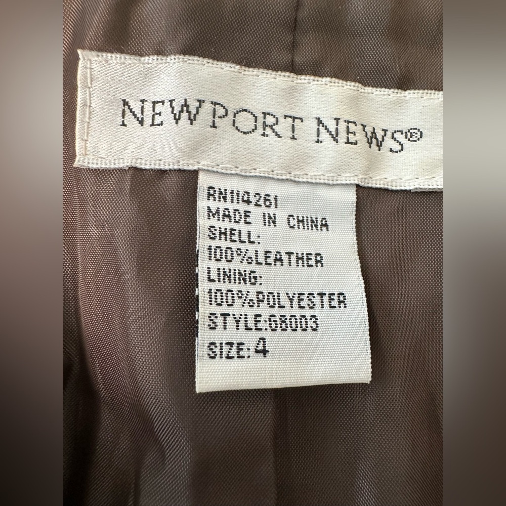 Newport News Croc Embossed Brown Leather Jacket Size 4 - Picture 5 of 6